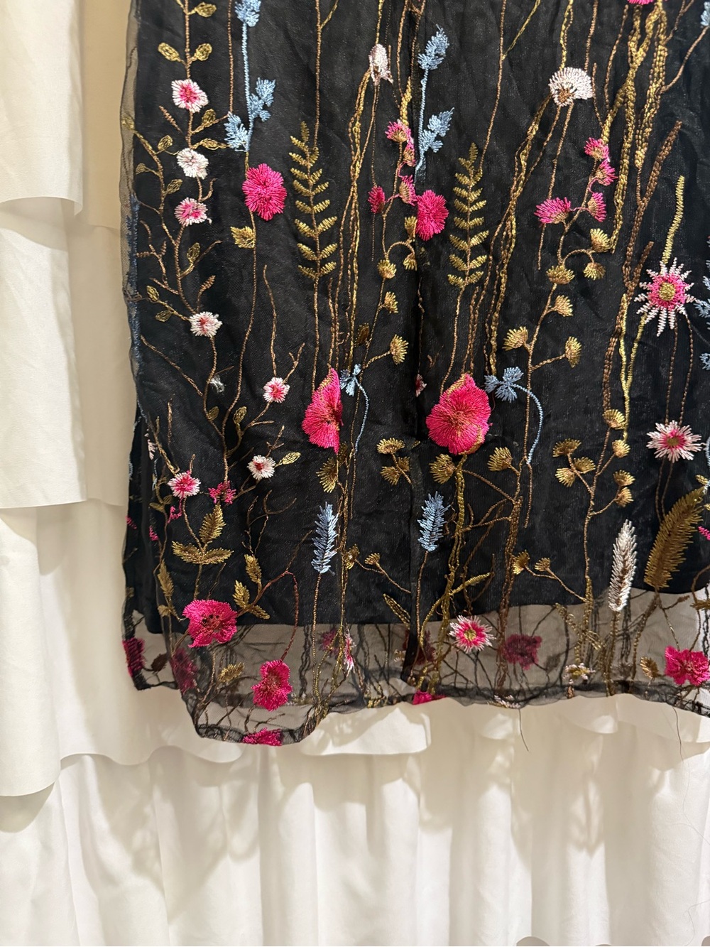 Lulu's Black Strapless Midi Dress with Multicolor Floral Embroidery - Picture 8 of 11